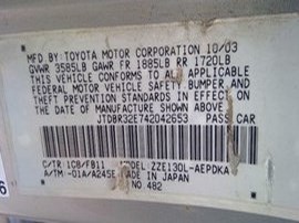 2004 TOYOTA COROLLA, SILVER, CE, 1.8L, AT.  Z24904